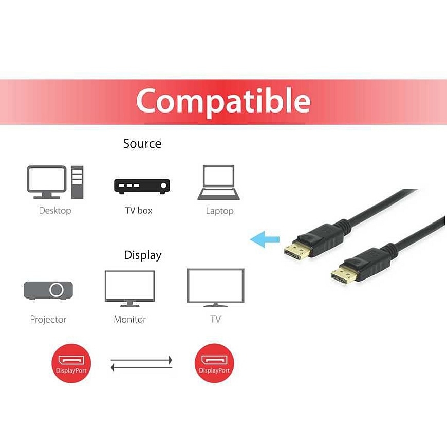 Equip DisplayPort 1.4 Cable, 3m – 4