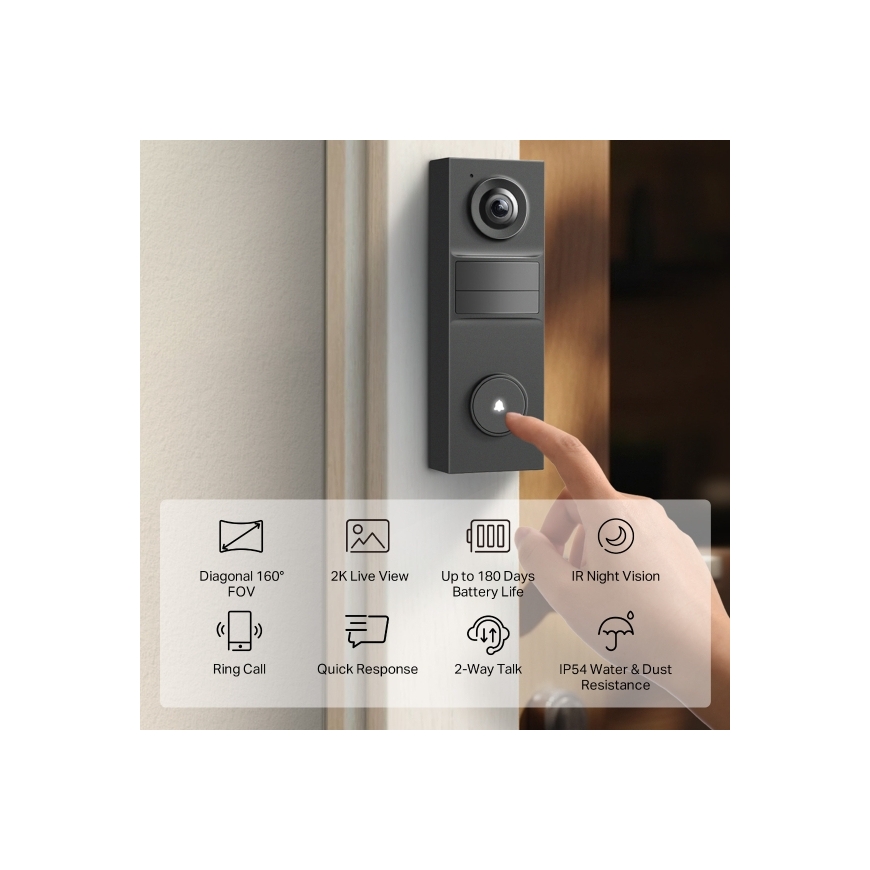 TP-Link Tapo D205 video intercom system 3 MP Black – 3