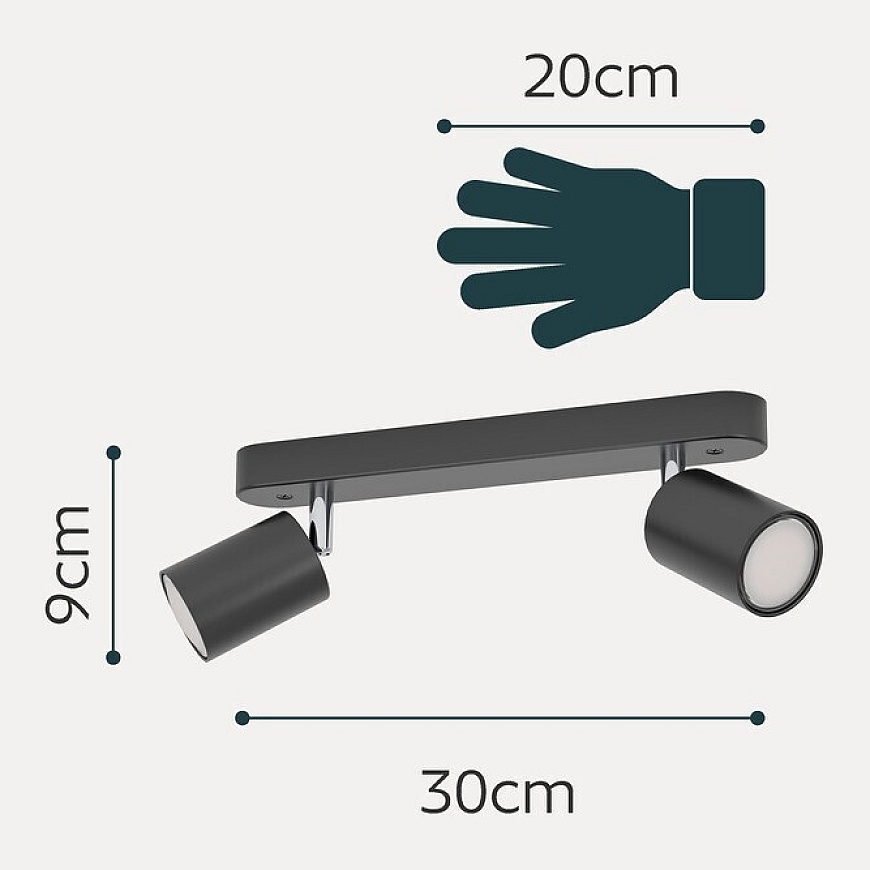 Eglo Adfira-Z Ceiling Spot Light, black / chrome, 2 light sources – 5