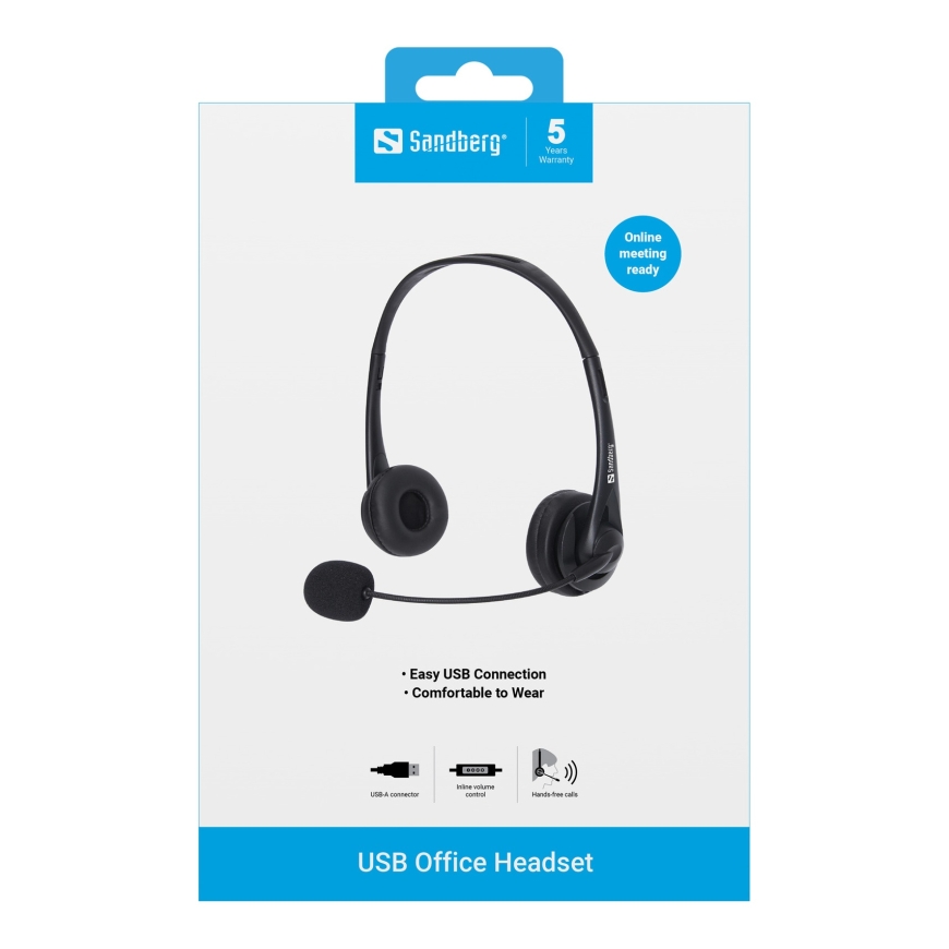 Sandberg 126-12 austiņas un brīvroku komplekts Vadu Birojs / zvanu centrs USB Type-A Melns – 3