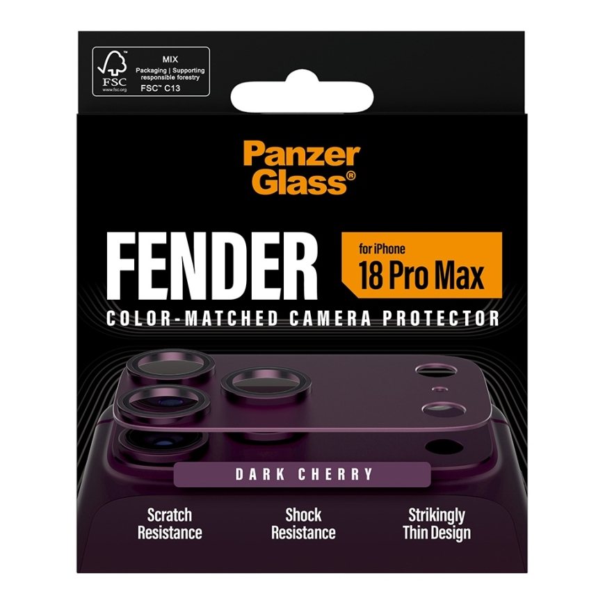 PanzerGlass ® Fender Camera Lens Protector Dark Cherry iPhone 18 Pro Max Kirkas näytönsuoja 1 kpl – 3