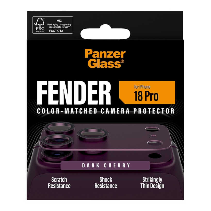 PanzerGlass ® Fender Camera Lens Protector Dark Cherry iPhone 18 Pro Kirkas näytönsuoja 1 kpl – 3