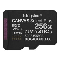 Kingston Technology 256 Gt micSDXC Canvas Select Plus Gen3 150R A1, yhden kappaleen pakkaus ilman sovitinta