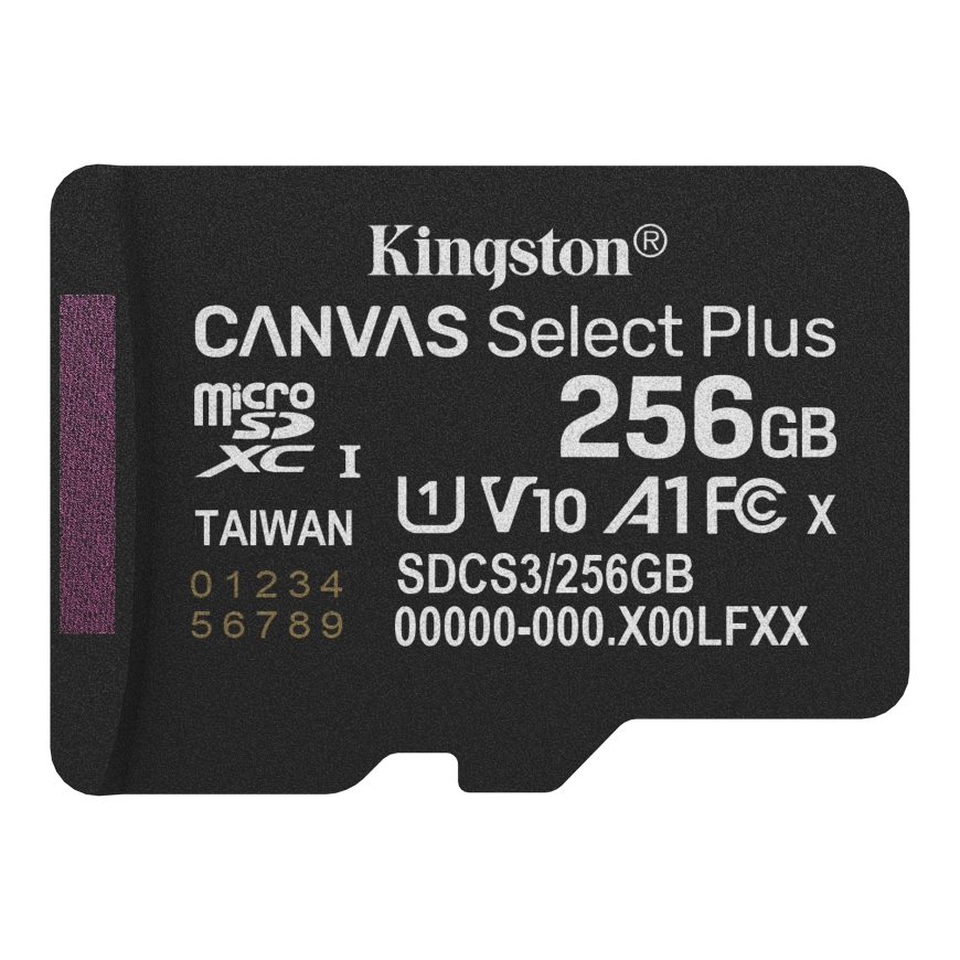 Kingston Technology 256 Gt micSDXC Canvas Select Plus Gen3 150R A1, yhden kappaleen pakkaus ilman so