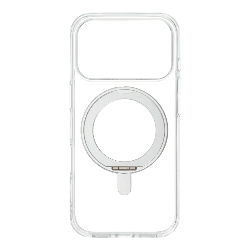 FoneKit Premium Kickstand MagSafe aizsargapvalks ar statīvu, iPhone 18 Pro / 17 Pro, caurspīdīgs