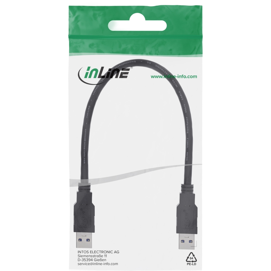 InLine 35203 USB-kaabel USB 3.2 Gen 1 (3.1 Gen 1) 0,3 m USB A Mini-USB B Must – 2