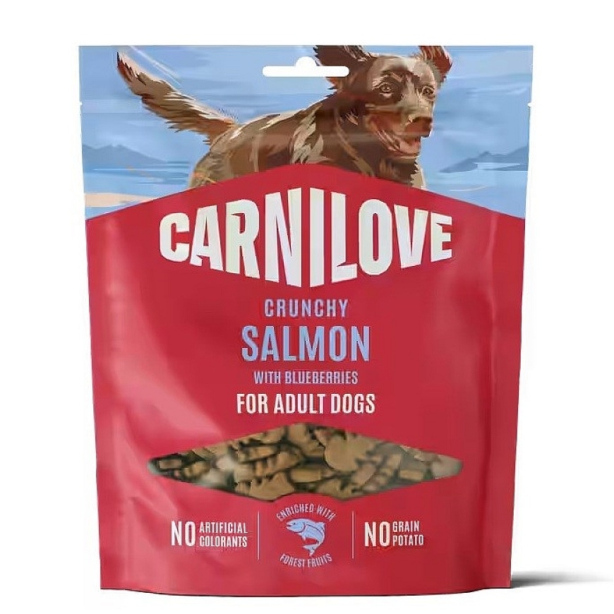 CARNILOVE Krõbedad Lõhe Mustikatega - koeraroog - 200g