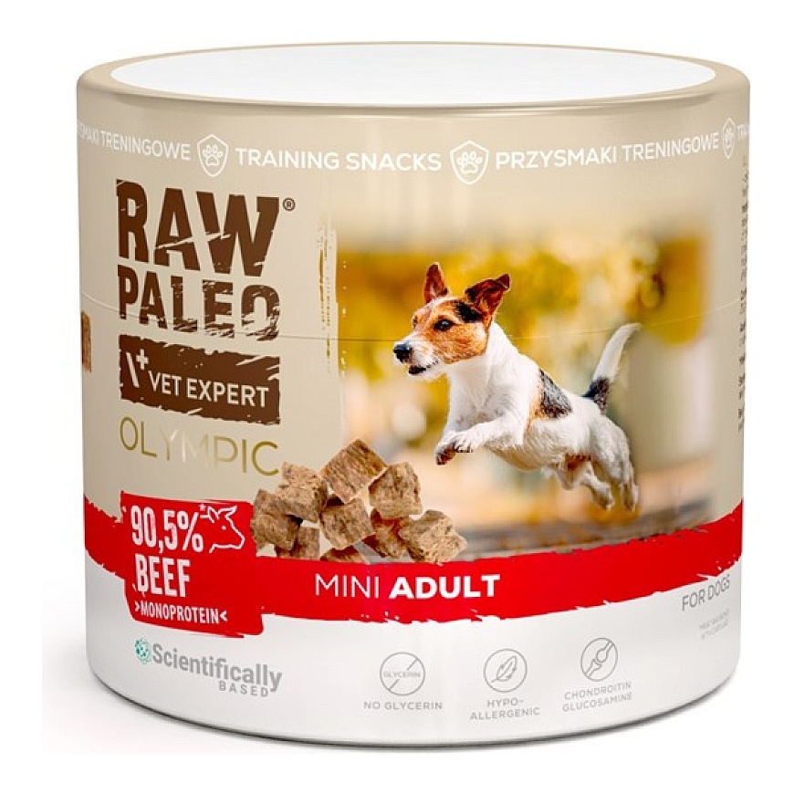 VETEXPERT Raw Paleo Olympic Beef Mini Mono - suņu našķis - 90g
