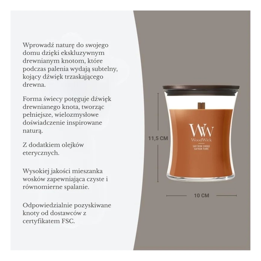 Scented Candle, Medium WOODWICK Saffron Smoke, 1 piece – 3