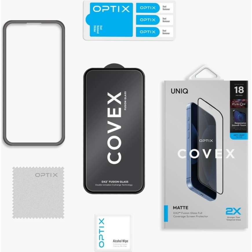 Закаленное стекло UNIQ Optix Covex Matte DX2, предназначенное для iPhone 18 Pro – 5
