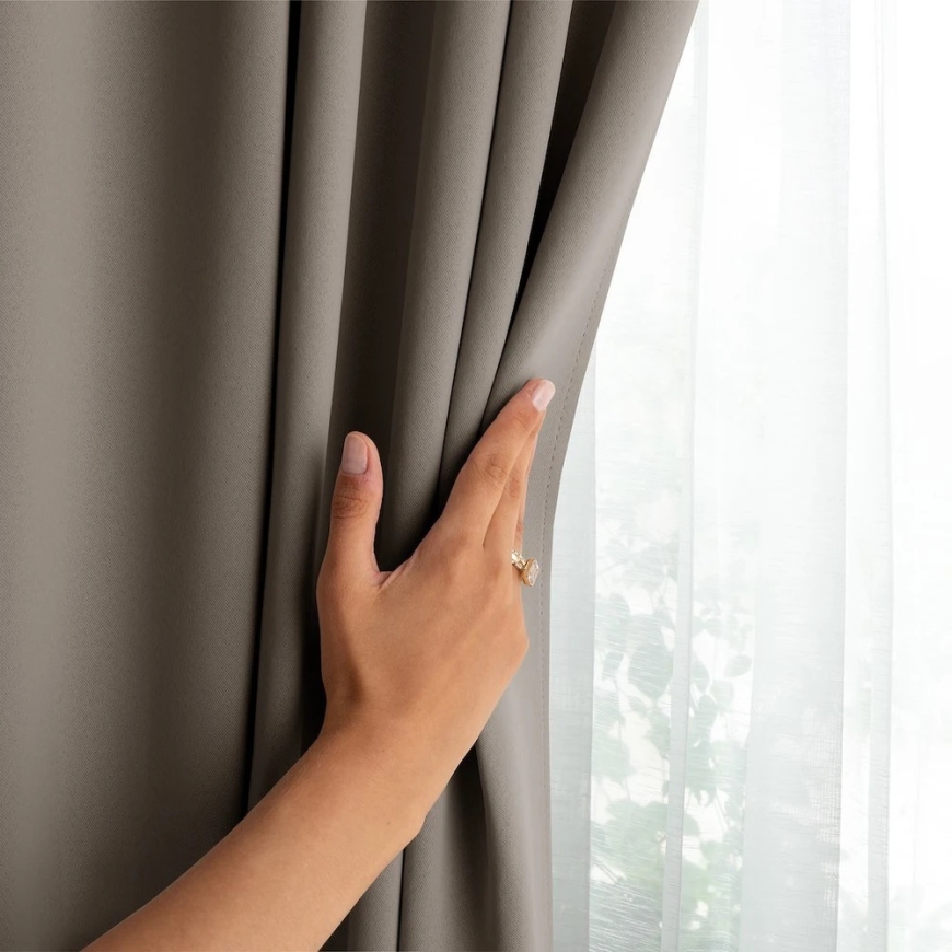 Velvet curtain with loops AmeliaHome 200 × 280 cm, sand – 3