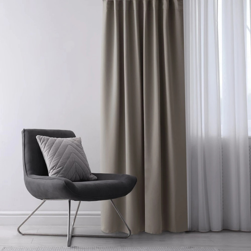 Aksominā aizkars ar cilpām AmeliaHome 200 × 280 cm, smilšu krāsā – 4
