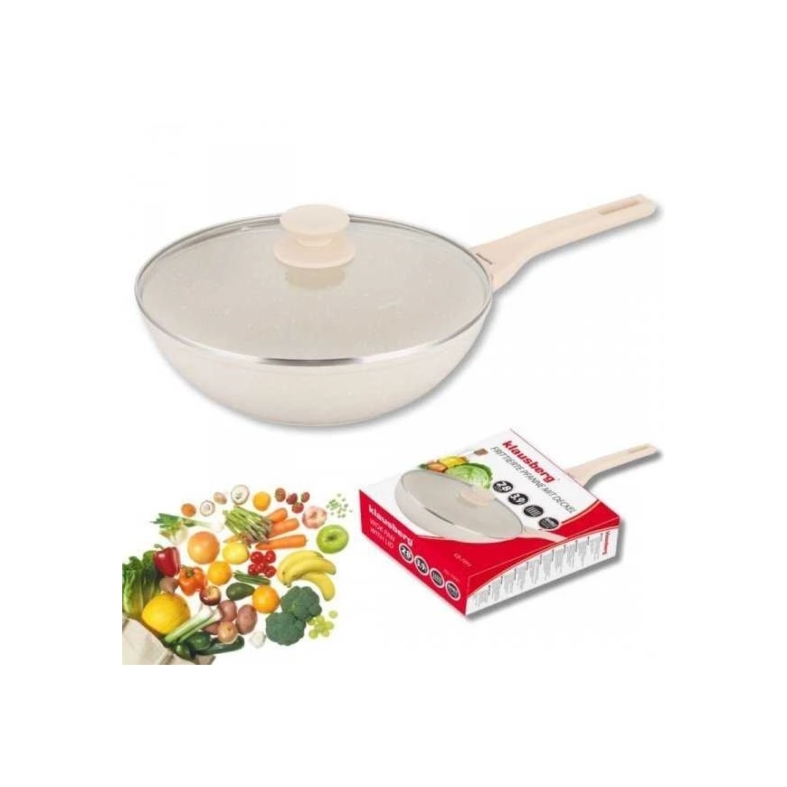 Marmorne vokkeptuv 28 cm, kreemjas värv, kaanega, Klausberg KB-7991