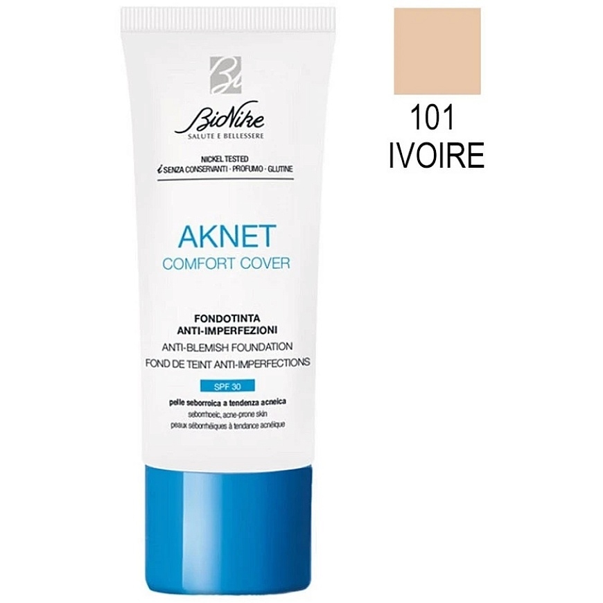 BioNike Comfort Cover Mattinė ir Dengianti Skystoji Pudra 101 Ivoire SPF 30, 30 ml