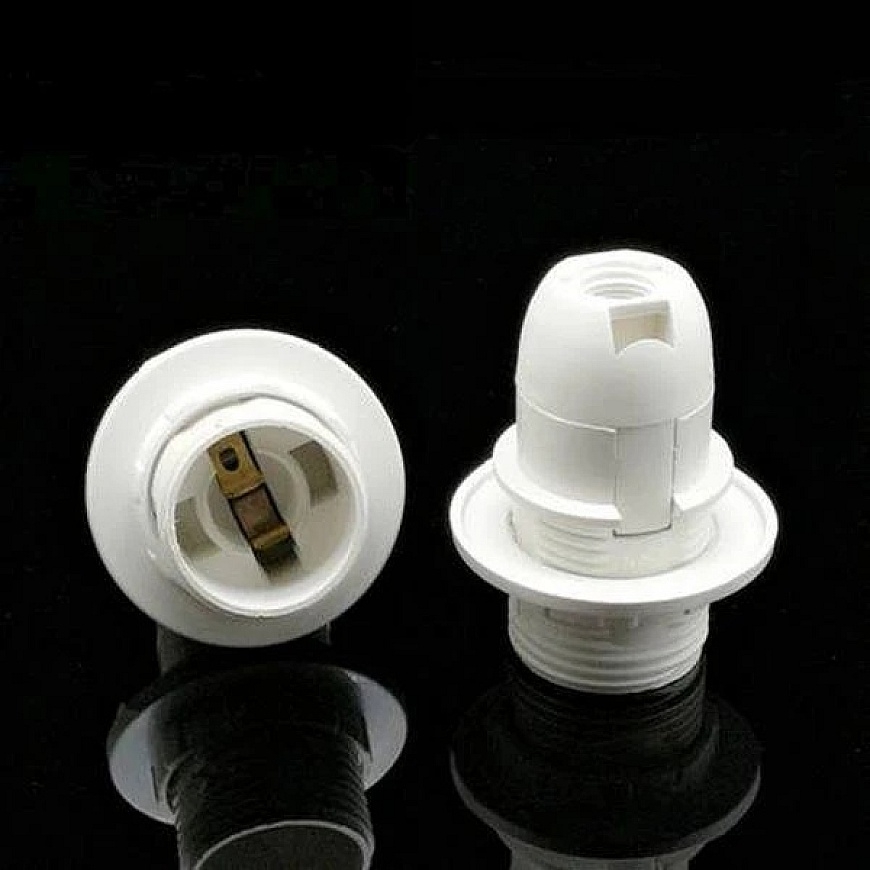OEM E14 lamp holder with thread - white - Plastic socket