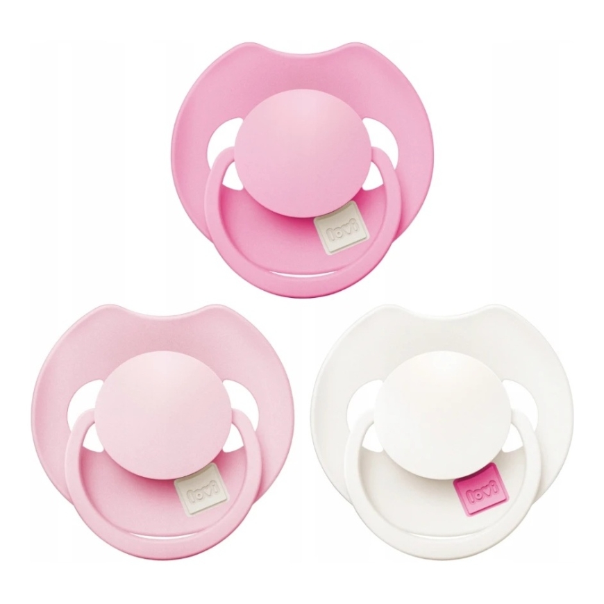 LOVI Silicone Dynamic Pacifiers Prime, Peony Pink, 18 months+, 3 pcs, 34/456 – 2