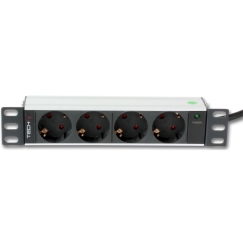 Techly I-CASE M10-4D power distribution unit (PDU) 4 AC outlet(s) 1U Black, Silver