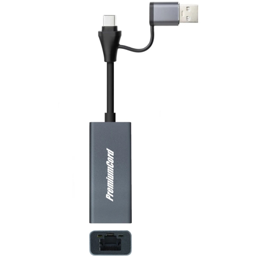 Adapteris USB PremiumCord USB-C uz USB-A, Gigabit 10/100/1000Mbps, 15cm (ku31ether07) – 3