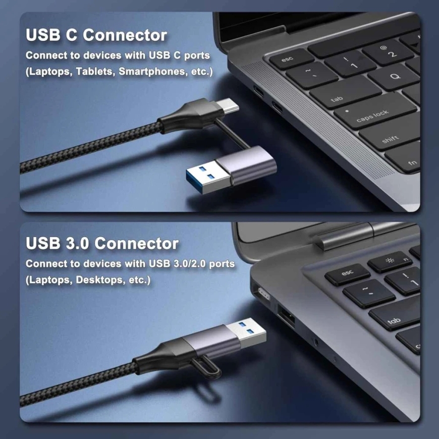 Adapteris USB PremiumCord USB-C uz USB-A, Gigabit 10/100/1000Mbps, 15cm (ku31ether07) – 4