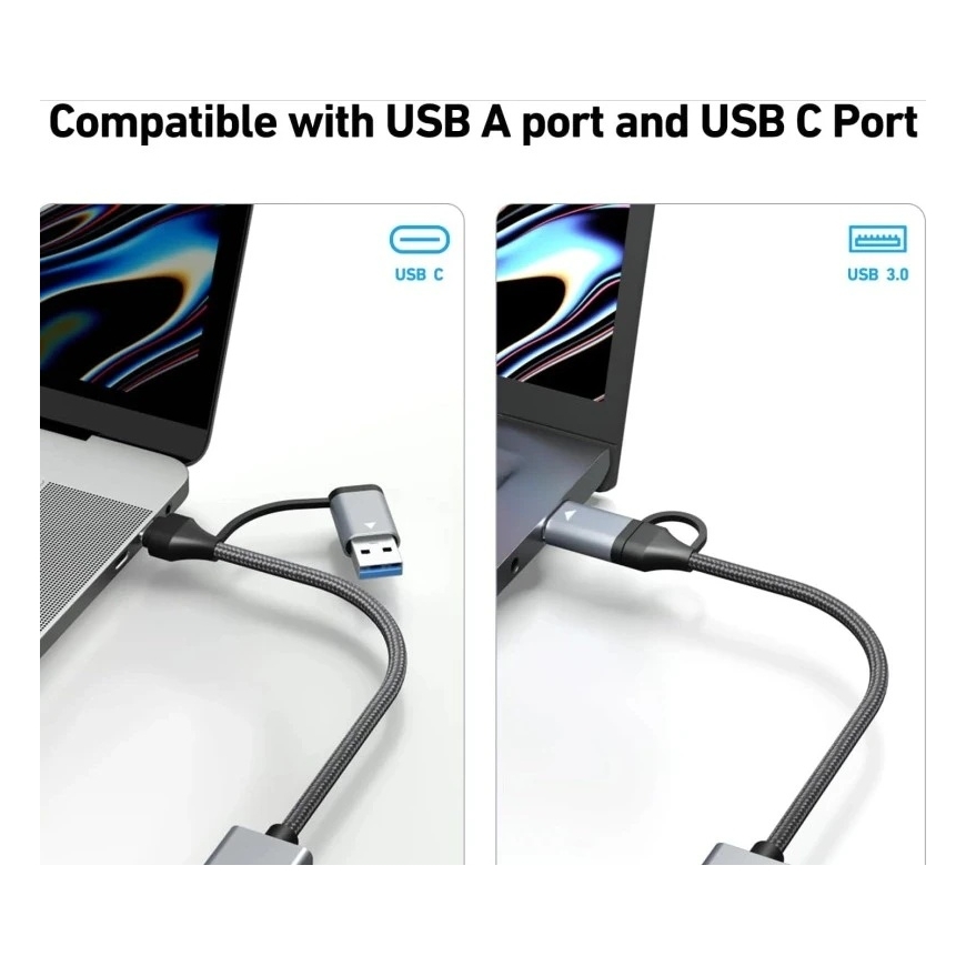 PremiumCord USB-C to USB-A -adapteri Gigabit 10/100/1000Mbps 15cm (ku31ether07) – 5