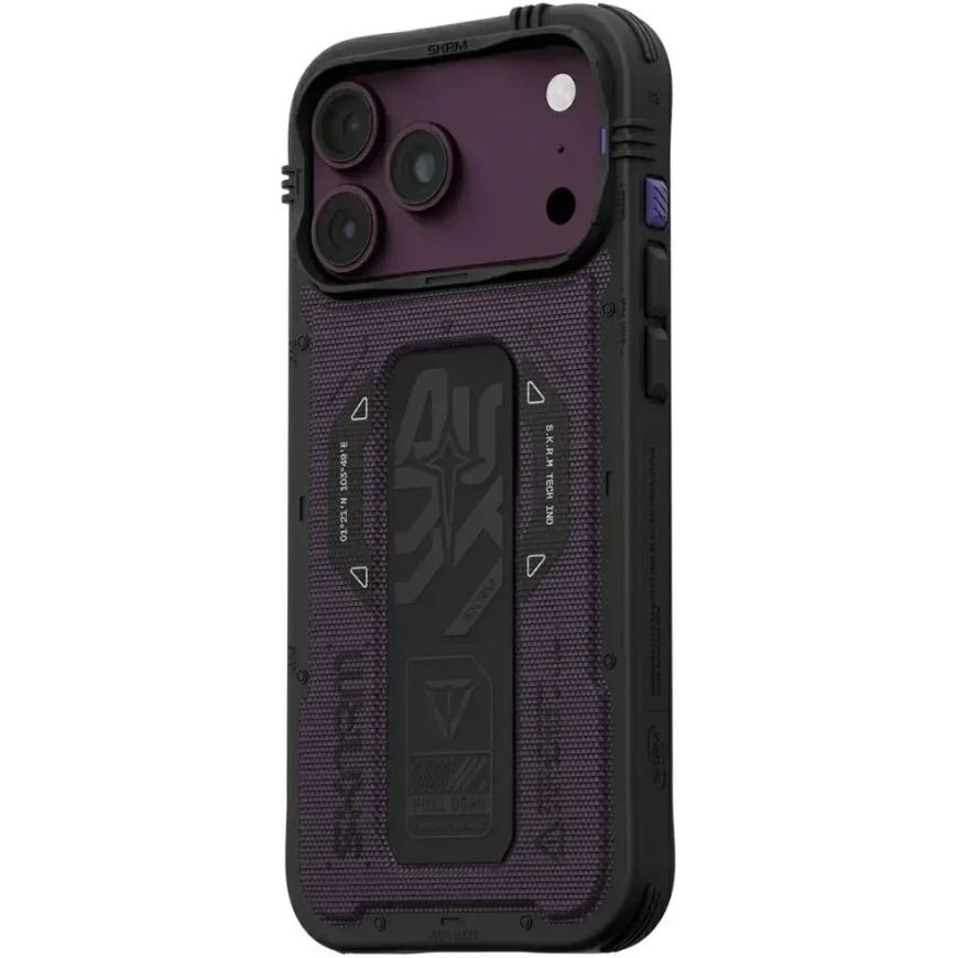Dėklas Skinarma Phantom MagSafe + Grip Stand, mõeldud iPhone 18 Pro Max / 17 Pro Max, bordo värv. – 2