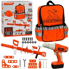 Lean Toys Kids Tool Set with Backpack and Electric Screwdriver, 39 x 26 x 10 cm