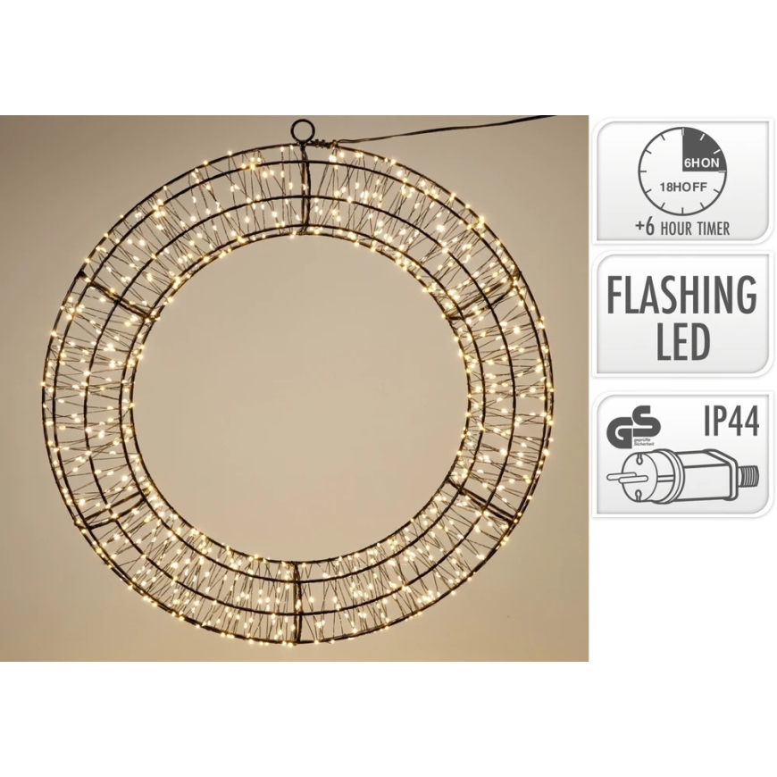 Mondex KOOPMAN DECORATIVE WREATH PADANGA 720LED 50CM BLACK