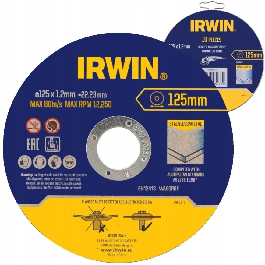 IRWIN METAL CUTTING DISK FLAT 125mm x 1.2mm x 22.23mm /10pcs. – 2