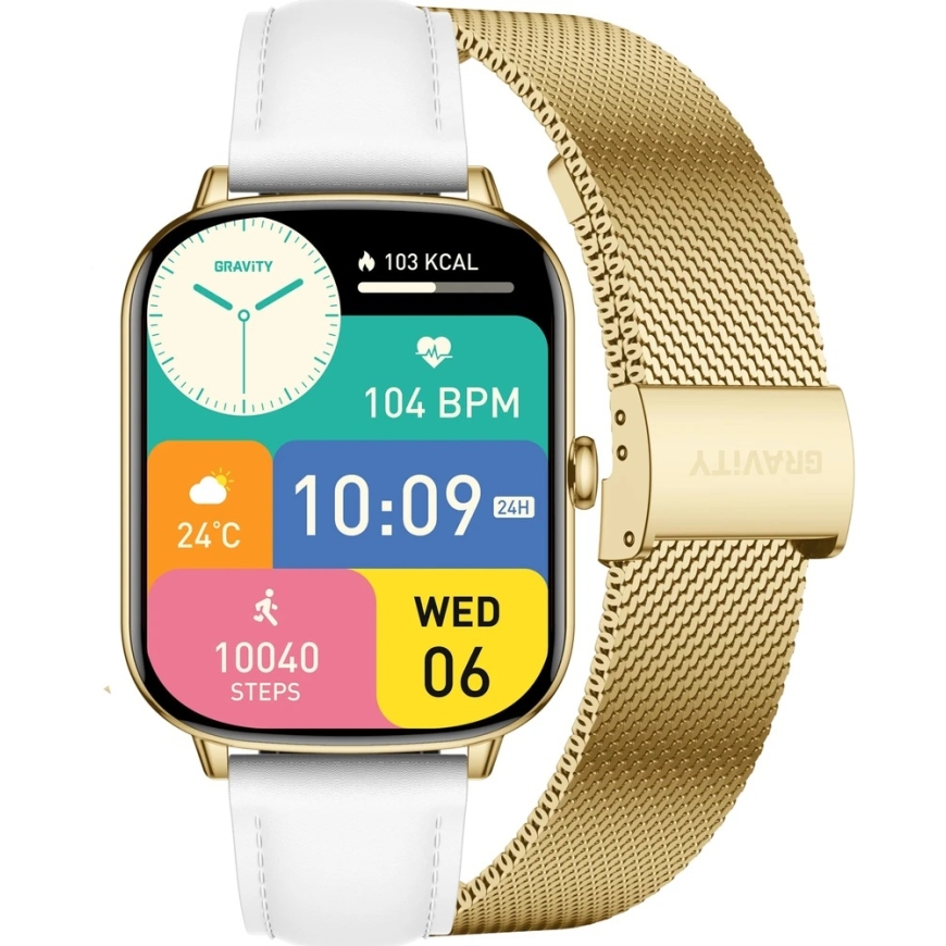 Smartwatch DAMSKI GRAVITY GT30-2 - BLUETOOTH CALLS, EXTRA STRAP (sg058b)