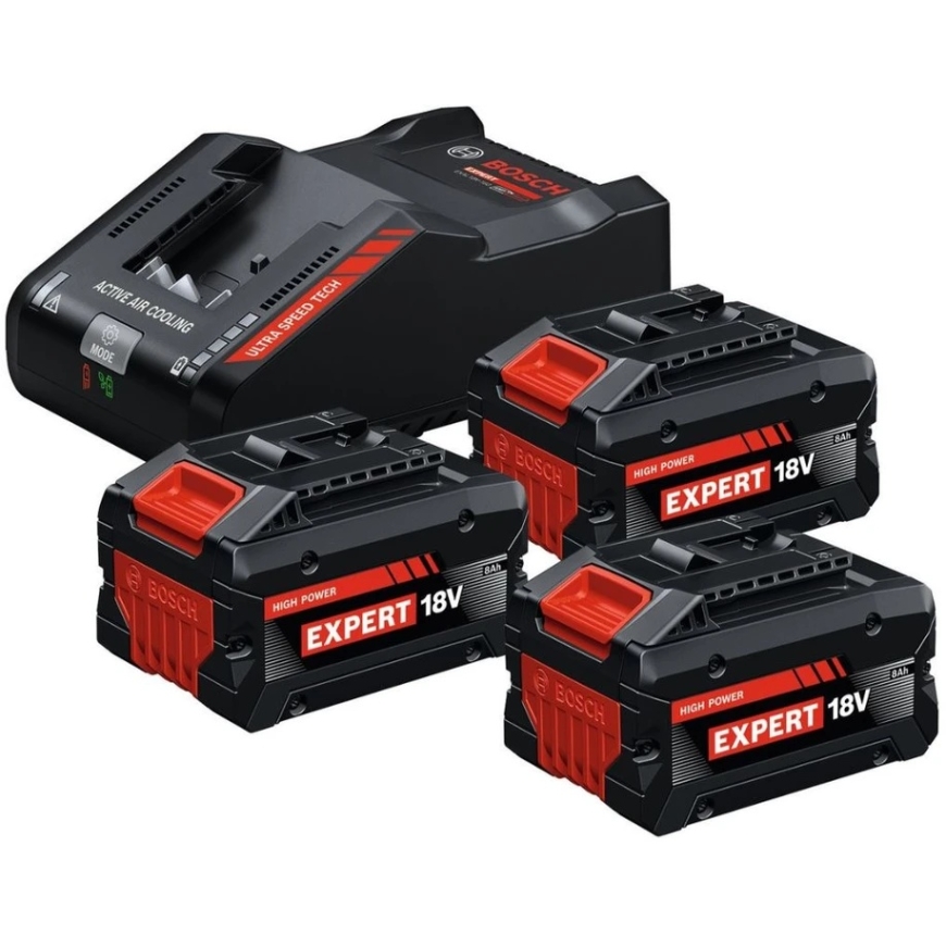 BOSCH AKUMULATORS 18V 8,0Ah EXPERT 3gab. + LĀDĒTĀJS EXAL18V-160
