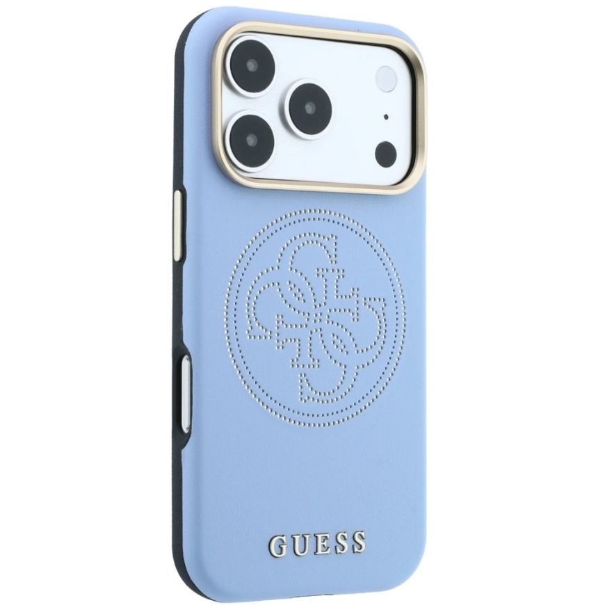 Guess Perforated 4G Gold Logo Magsafe -kotelo, suunniteltu iPhone 18 Pro Max / 17 Pro Max -mallille - Vaaleansininen – 3