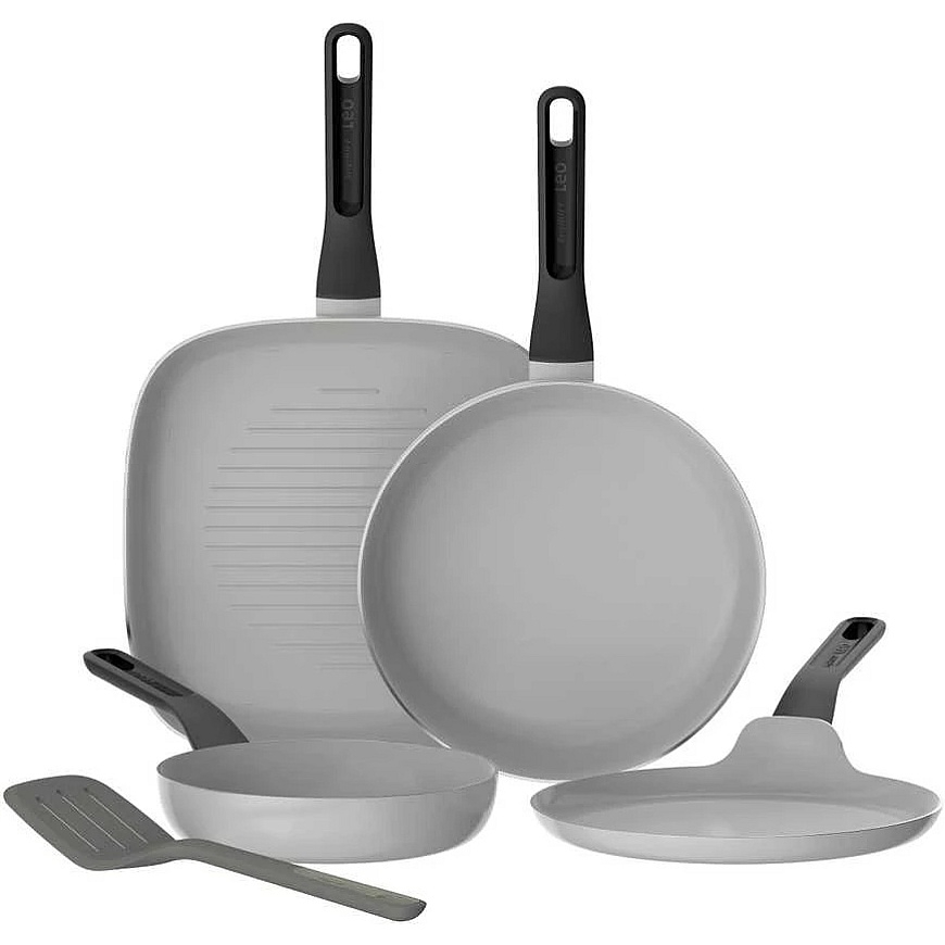 BergHOFF 4-х предметный набор сковородок – серия Uqonic Downdraft с сковородами 20/24/26 см + блинная сковорода и бесплатная лоп