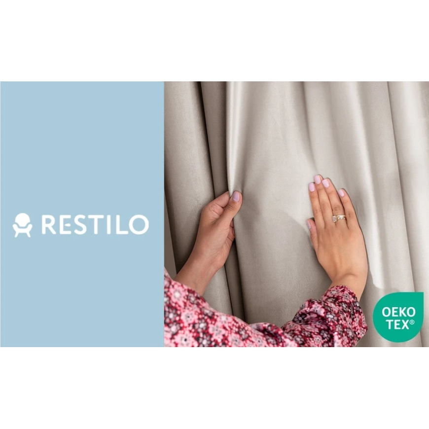 Aksominā aizkars ar cilpām AmeliaHome 200 × 250 cm, smilšu krāsā – 2