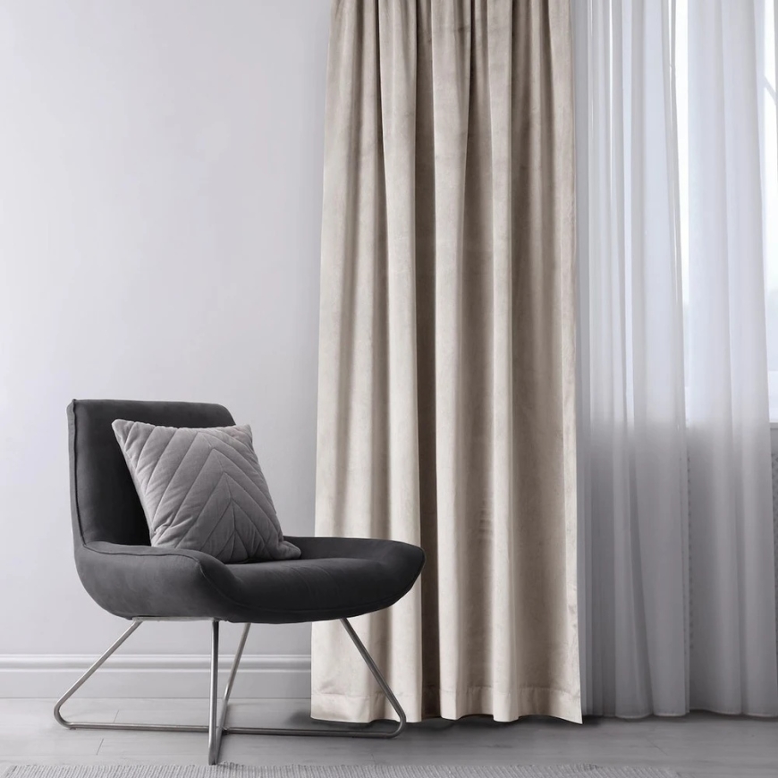 Aksominā aizkars ar cilpām AmeliaHome 200 × 250 cm, smilšu krāsā – 3