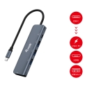 Equip 133487 хаб-разветвитель USB 3.2 Gen 1 (3.1 Gen 1) Type-C 5000 Мбит/с Черный, Серый Equip 133487 хаб-разветвитель USB 3.2 Gen 1 (3.1 Gen 1) Type-C 5000 Мбит/с Черный, Серый