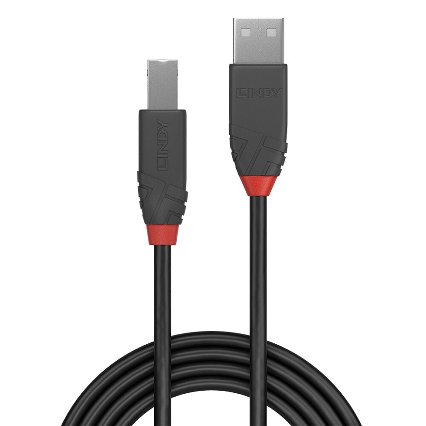 Lindy 36671 USB kabelis USB 2.0 0,5 m USB A USB B 0,48 Gbit/s Juoda, Pilka – 2