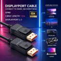 Qoltec DisplayPort v2.1 kabelis vīriešu | DisplayPort v2.1 vīriešu | 8K | 54G | 1.5m Qoltec DisplayPort v2.1 kabelis vīriešu | DisplayPort v2.1 vīriešu | 8K | 54G | 1.5m