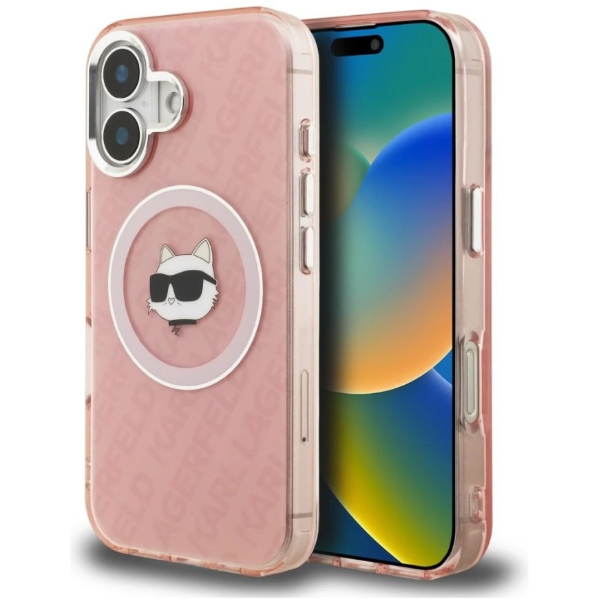 Karl Lagerfeld IML Choupette Head Logo MagSafe iPhone 16 Case - Pink