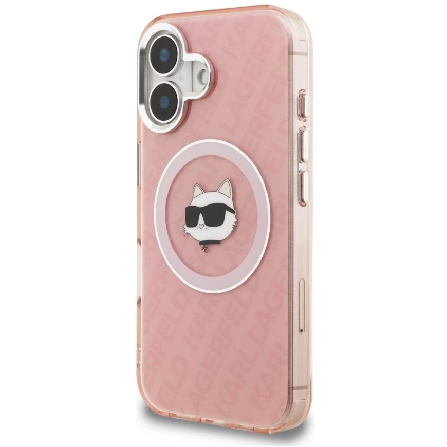 Däklas Karl Lagerfeld IML Choupette Pea Pea Logo MagSafe iPhone 16 Dėklis - Roosa – 3