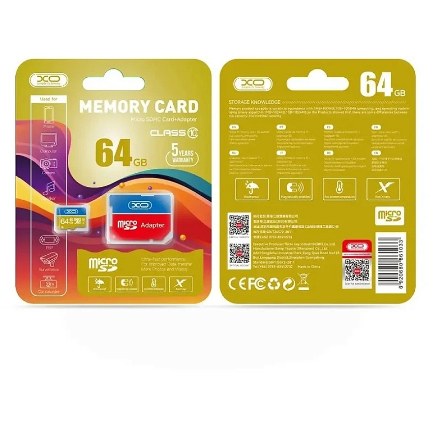 XO 64GB Micro SDXC atmintekaart cl. 10 + adapter – 2
