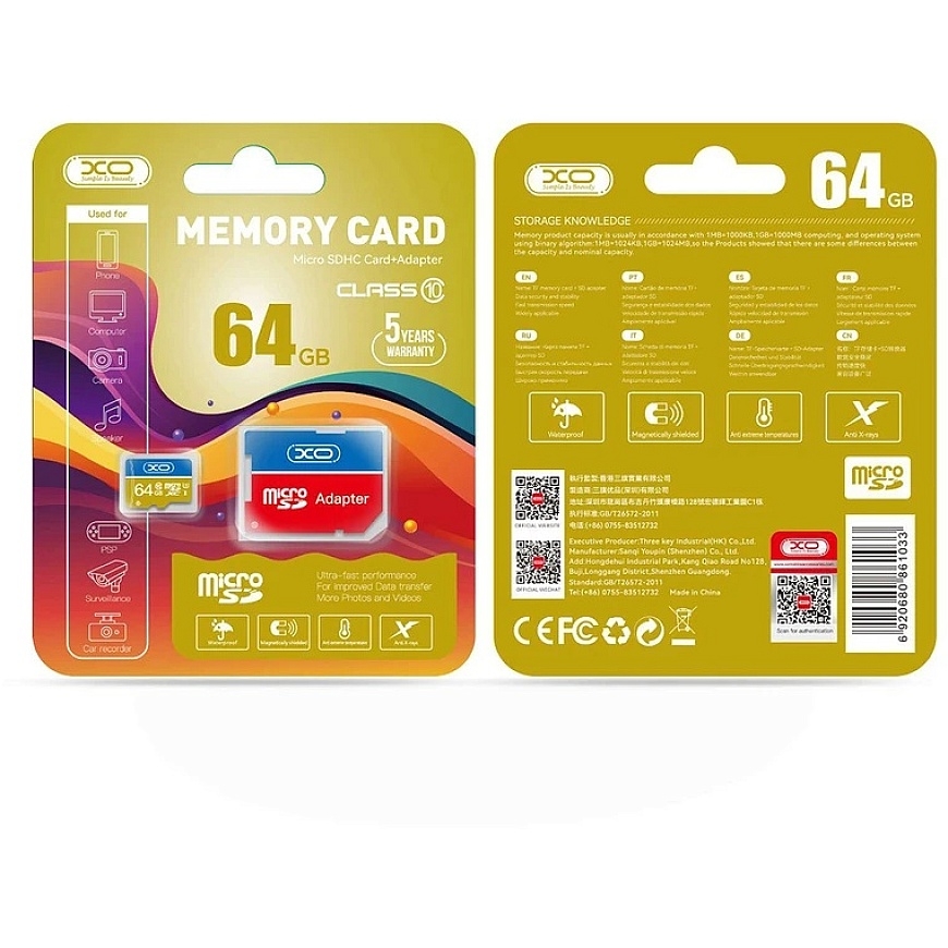 XO 64GB Micro SDXC Memory Card cl. 10 + adapter – 3