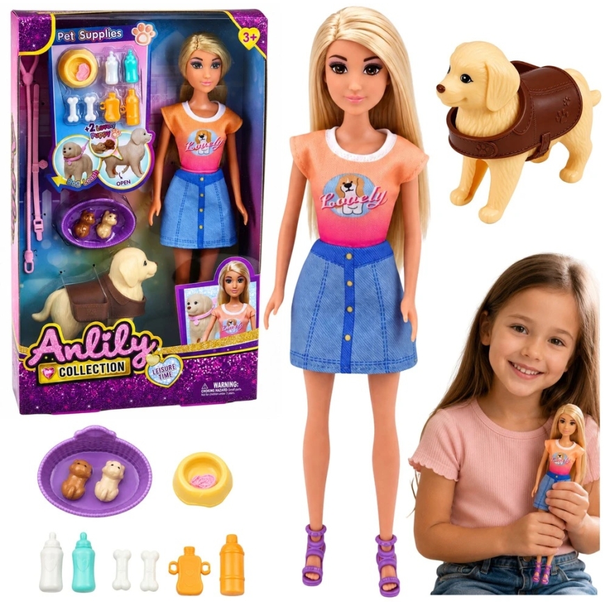 Lėlė 30 cm su šunimi ir priedais – 2