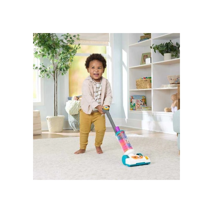 Mattel Fisher Price 2-in-1 Vacuum Cleaner for Kids Interactive Learning Laugh and Learn + Broom – 2