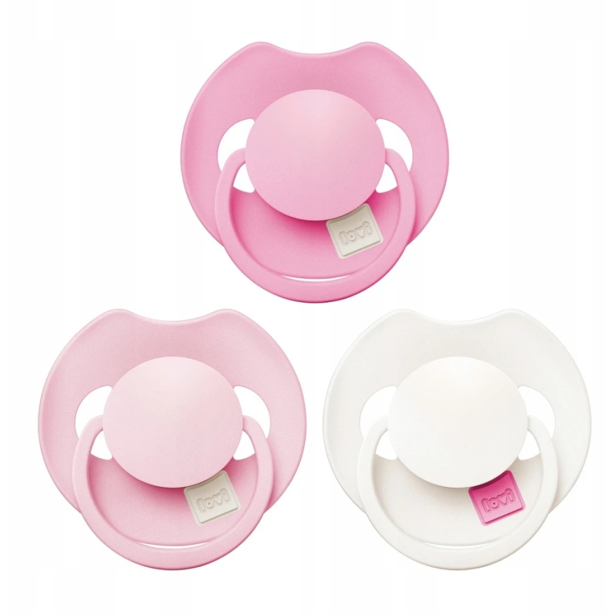 LOVI Silicone Dynamic Pacifiers Prime, Peony Pink, 6–18 Months, 3 pcs, 34/455