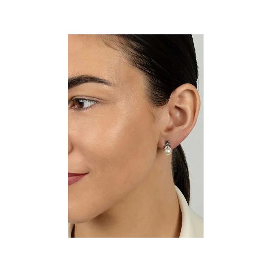 Brilio Silver Elegant Gold-Plated Earrings with Pearls and Zircons EA1248Y – 2