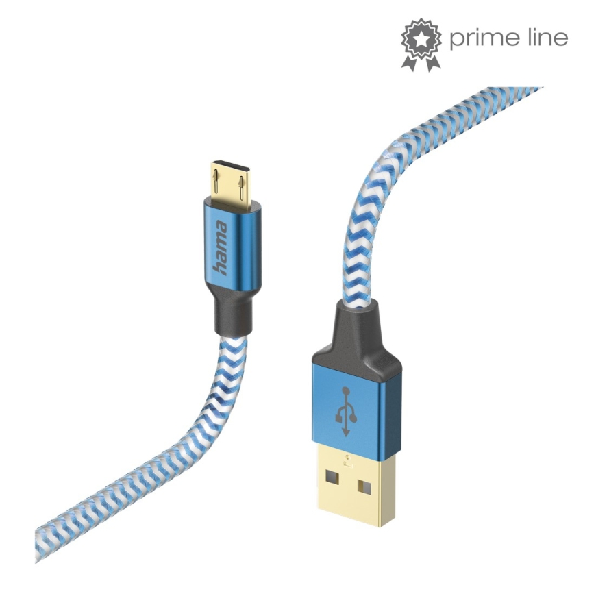 Hama Reflective USB kabelis USB 2.0 1,5 m USB A Micro-USB B 0,48 Gbit/s Mėlyna
