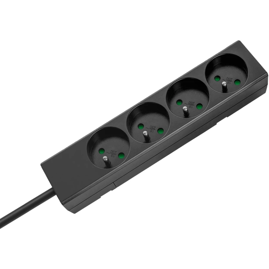 Rebel Power Extension Cable Black 4 Outlets without Switch, Length 3m (3x1.5mm) – 4