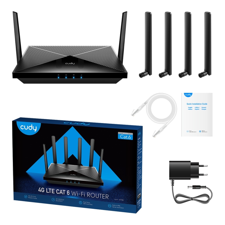 Cudy LT700 wireless router Gigabit Ethernet Dual-band (2.4 GHz / 5 GHz) 4G Black – 5