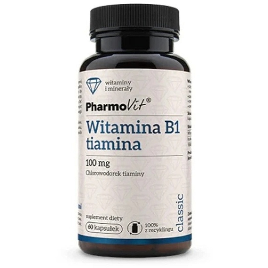 Pharmovit B1-vitamiini tiamiini 100 mg ravintolisä 60 kapselia