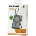 "Powerton ENERGY MAGCORE" wireless magnetic external battery 10000mAh, 1x USB-C, 22.5 W, integrated USB-C cable, silver "Powerton ENERGY MAGCORE" wireless magnetic external battery 10000mAh, 1x USB-C, 22.5 W, integrated USB-C cable, silver